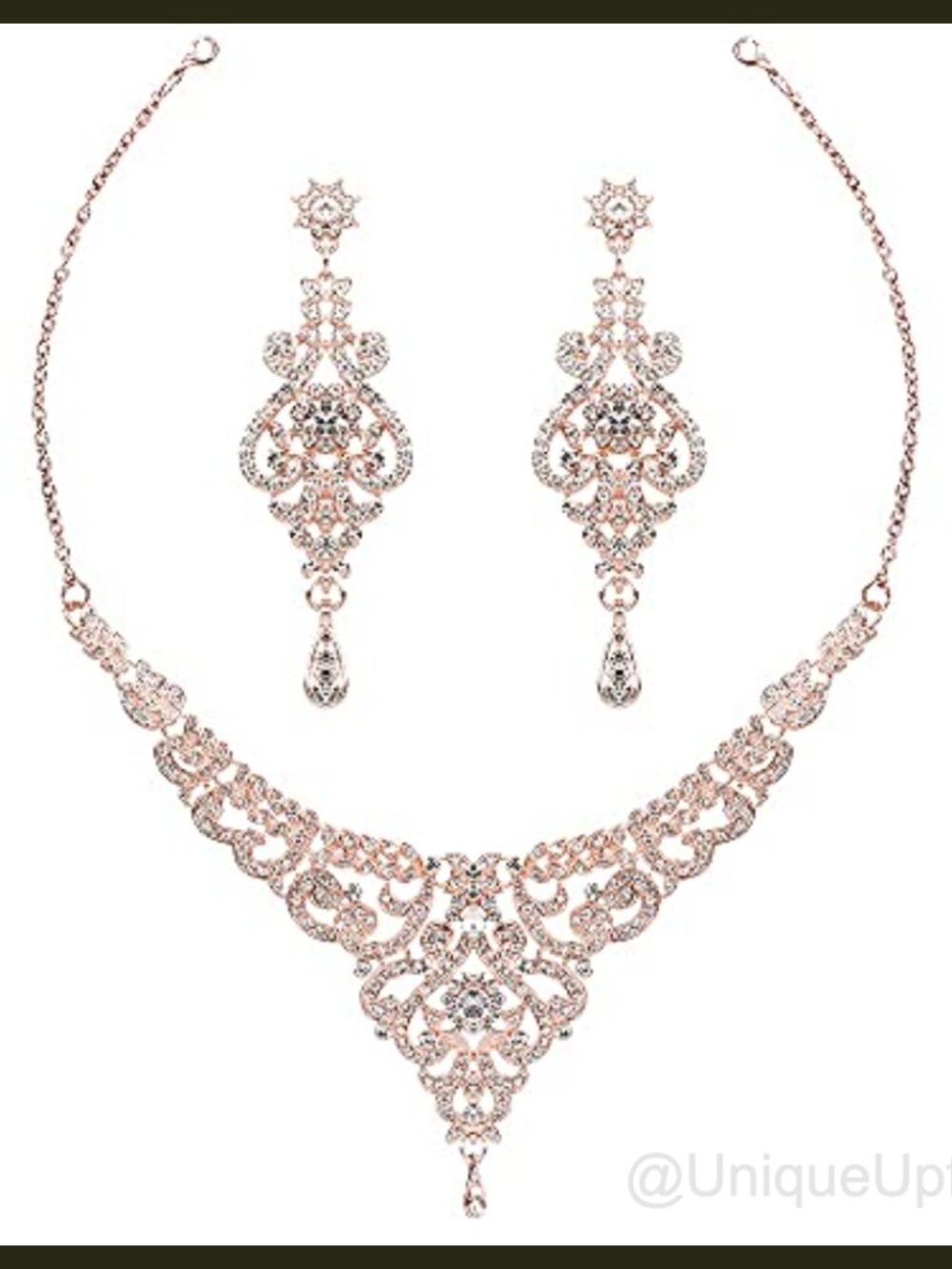 Crystal Wedding Jewelry Set Necklace and Earrings Set for Women Brides Bridal